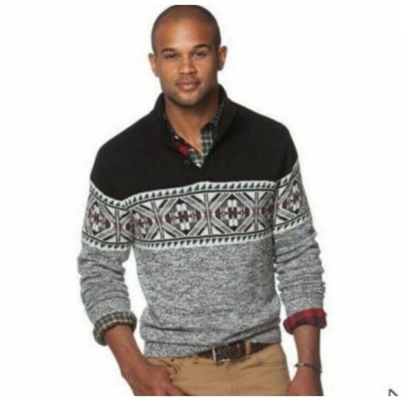 Chaps 100% Cotton Button Mock Neck Sweater Men's M NWT - Picture 8 of 8